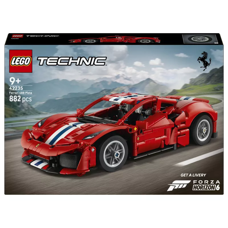 LEGO Technic 42235 Ferrari 488 Pista Lenktyninis Automobilis Modelio Rinkinys