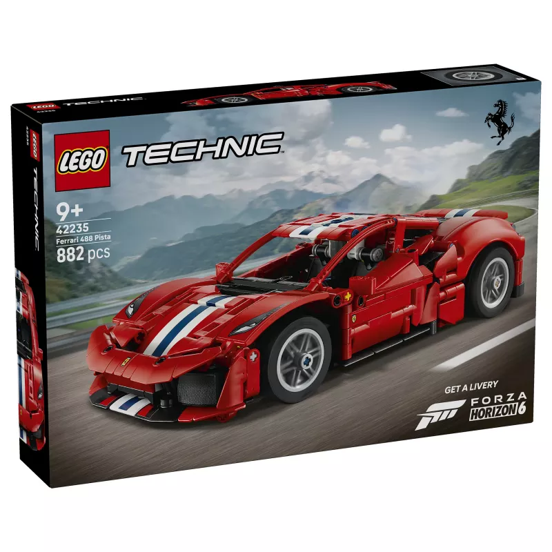 LEGO Technic 42235 Ferrari 488 Pista Lenktyninis Automobilis Modelio Rinkinys