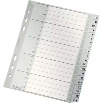 LEITZ A-Z registro skirtukai A5 polipropilenas 20 dalių pilki su rašomuoju kartoniniu viršeliu 1265-00-00