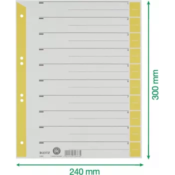 LEITZ A4 skiriamieji lapai geltoni 160 gsm, 25 vnt. pakelis 16523015