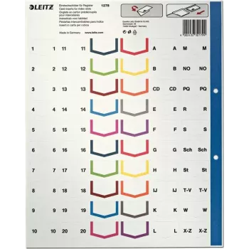 LEITZ A4 itin platūs tušti plastikiniai skyrikliai, 20 dalių, universalus perforavimas, permatomai balti 1278-00-00