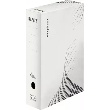 LEITZ easyboxx archyvinė dėžė, balta, 100 mm nugarėlė, 100% perdirbtas kartonas, dvigubi uždaromieji atvartai, 25 vnt. (6132-00-00)