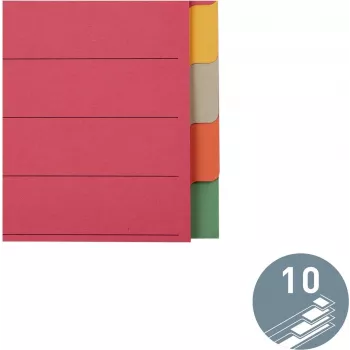 LEITZ itin tvirti kartoniniai skyrikliai, tušti skirtukai, A4, 10 dalių, įvairiaspalviai, 230 gsm, 5 spalvų dažytas kartonas (4359-00-00)