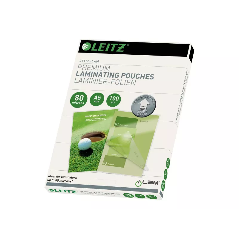 Leitz iLAM UDT A5 laminavimo plėvelės, 125 mikronų, permatomos blizgios, 100 vnt. paketas 74920000