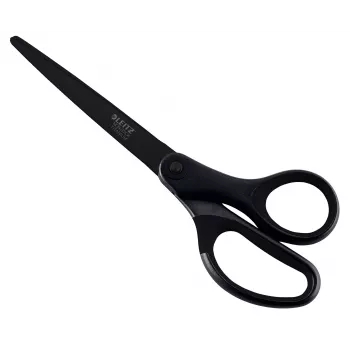 Leitz Titanium Quality žirklės 180 mm, nerūdijančio plieno ašmenys su titano danga, ergonomiškos minkštos rankenos, juodos/raudonos, skirtos popieriui ir audiniui 5419-60-95