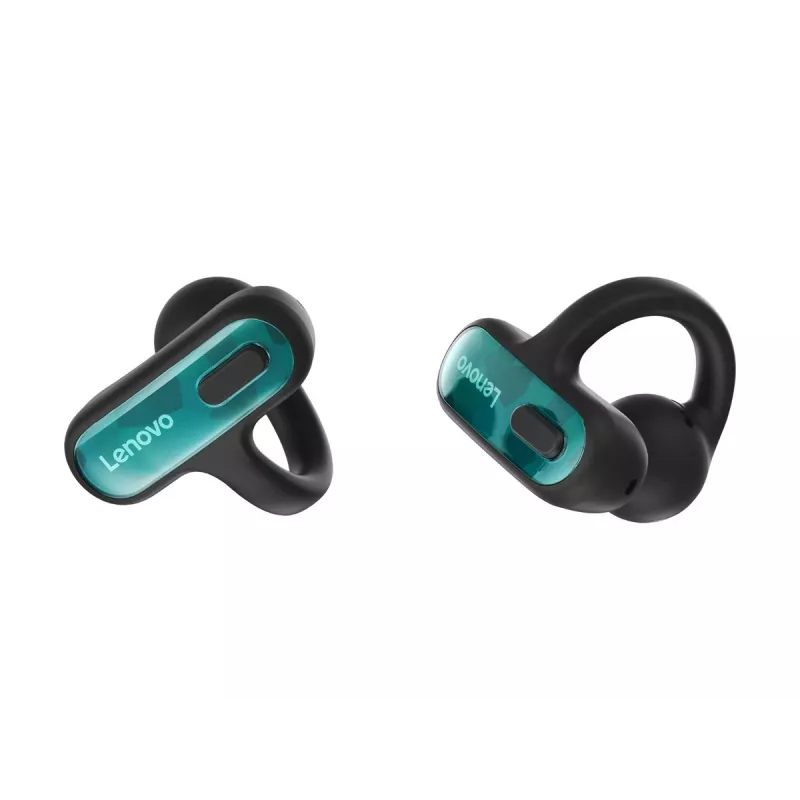 Lenovo X500 atviro tipo belaidės ausinės su užsegimu – Bluetooth 5.3, IPX5, 28 val. baterija, juodos spalvos