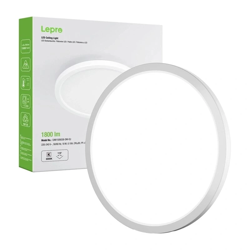 LEPRO 1500038 LED lubinis šviestuvas 18W 1800lm 4000K natūrali balta IP54