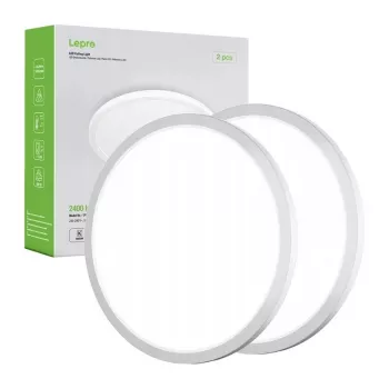 LEPRO 1500039-DW-EU-2 LED lubinis šviestuvas 24W 2400lm dienos šviesos baltos spalvos, 2 vnt., įleidžiamas, apvalus, IP20