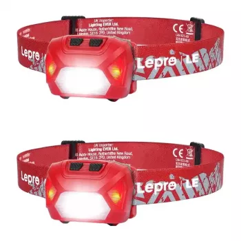 LEPRO 320014-R-2 įkraunamas LED žibintuvėlis su USB-C, 2 vnt., 200 liumenų, IPX4, 5 režimai su raudona šviesa