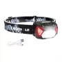 LEPRO 320014 USB įkraunamas LED priekinis žibintuvėlis su CREE XPE prožektoriumi, COB pločio šviesa, raudona šviesa, IPX4 atsparus vandeniui, 300 liumenų, 1200mAh baterija, reguliuojama elastinė juosta - juoda