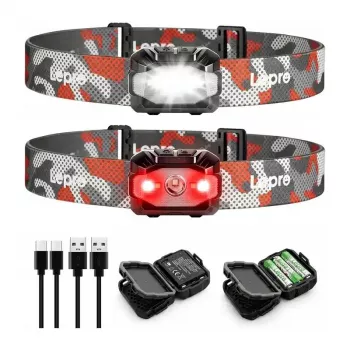 LEPRO 320023-2 USB įkraunamas LED priekinis žibintas, 300 liumenų, 6 režimai, IPX4, 2 vnt. komplektas
