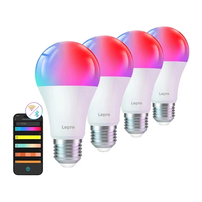 LEPRO B2 E27 Wi-Fi LED lemputė Smart RGB+CCT 9W (60W ekvivalentas) 806lm reguliuojama balta 2700K-6500K