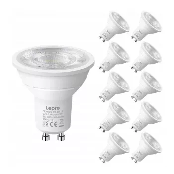 LEPRO GU10 LED lemputė 3,6W 345lm 6500K dienos šviesos balta, 38° spindulio kampas, 10 vnt. pakuotė