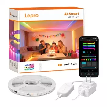 Lepro S1 5m Wi-Fi Bluetooth RGBIC LED juosta – 150 LED, 16 mln. spalvų, valdymas programėle ir balsu