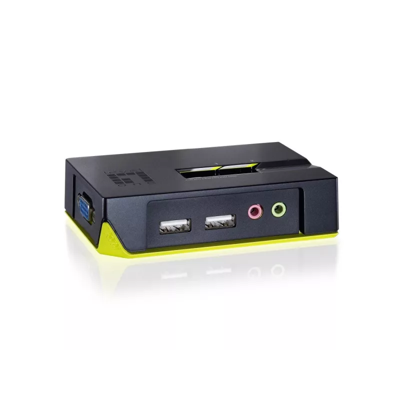 LevelOne KVM-0221 pilkas KVM komutatorius su garso funkcija, 2x USB-A