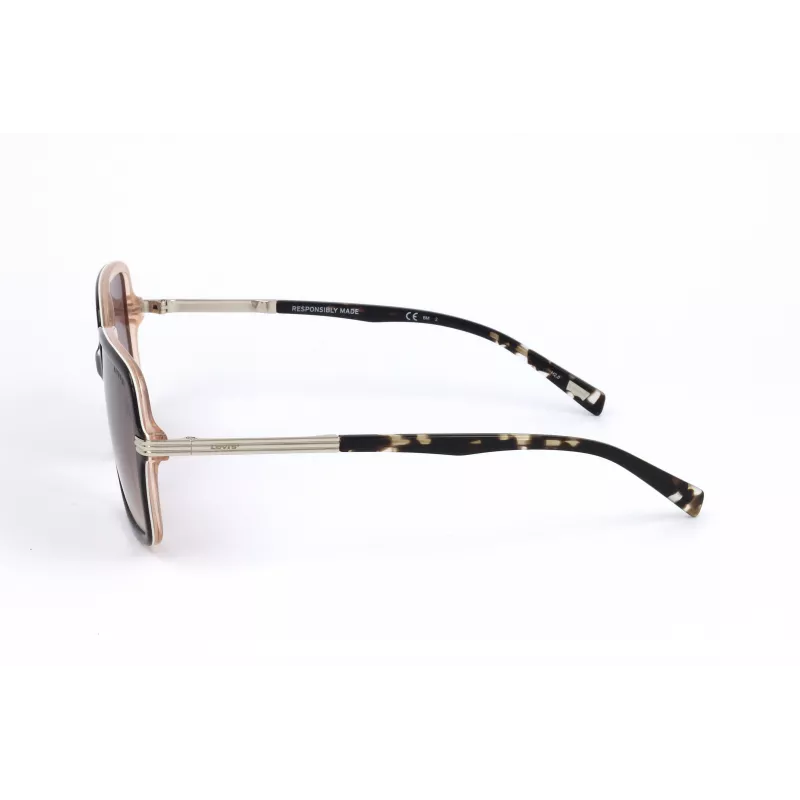 LEVI'S LV-5018-S-MS5 Moteriški stačiakampiai akiniai nuo saulės - Havana/Tortoise acetato rėmelis, rudi polikarbonato lęšiai, UV400 apsauga, 54/20/145 mm