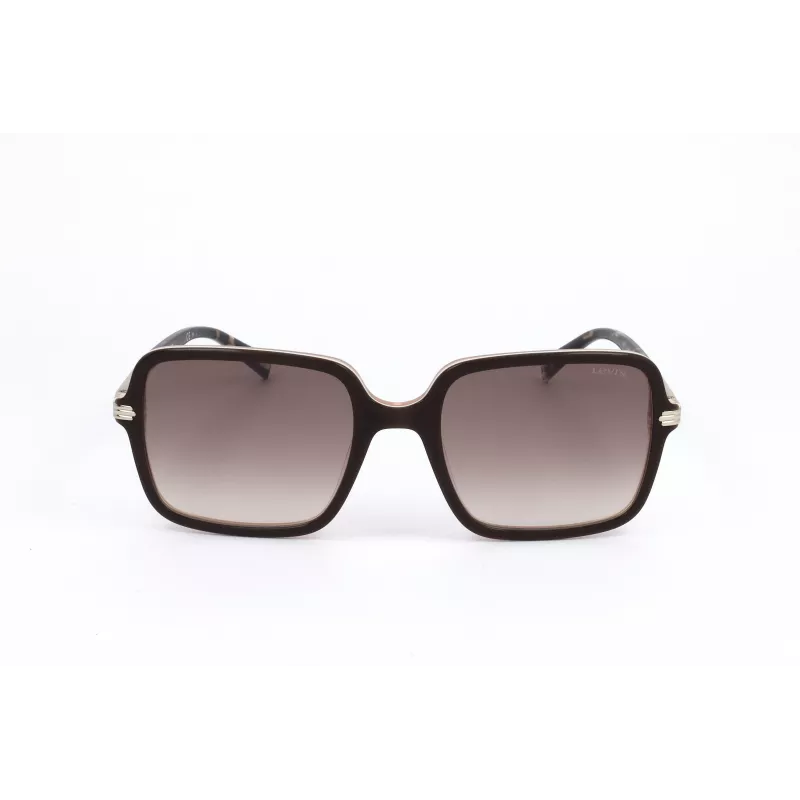 LEVI'S LV-5018-S-MS5 Moteriški stačiakampiai akiniai nuo saulės - Havana/Tortoise acetato rėmelis, rudi polikarbonato lęšiai, UV400 apsauga, 54/20/145 mm
