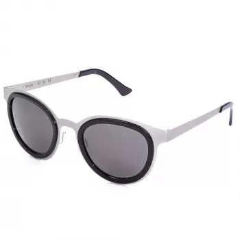 LGR FELI-SILVER01 Unisex akiniai nuo saulės – sidabrinis acetatinis rėmelis, pilki polikarbonatiniai lęšiai, UV400 apsauga, 47/24/145 mm