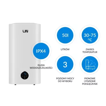 LI- elektrinis vandens šildytuvas LIN LIFVD1SMWH 50L UNIVERSAL baltas