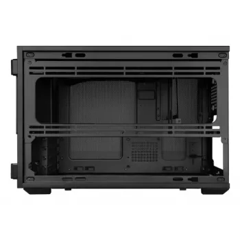 Lian Li DAN Cases B4 Wood Edition mini bokšto kompiuterio korpusas, Micro-ATX, riešutmedžio priekinė panelė, juoda