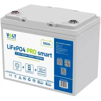 LiFePO4 akumuliatorius Volt Polska PRO SMART 12.8V 100 Ah (150A) BMS BLUETOOTH + ŠILDYMO PLOKŠTĖ