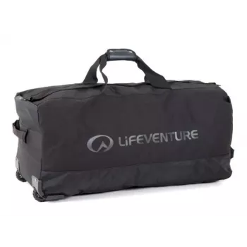 Lifeventure 120L ratukinis ekspedicinis krepšys su visureigiais ratukais, juodas