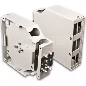 Lightwin LSBI 6DSC pramoninis optinių skaidulų sujungimo modulis su DIN bėgio tvirtinimu, 6x SC Duplex prievadai, 12 skaidulų talpa, IP54 plieninis korpusas, OS2 pigtail laidai
