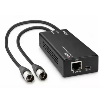 LINDY 2ch Dante į XLR garso dekoderis, PoE/USB-C maitinimas, 24-bit/96kHz, AES67 70619