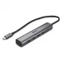 Lindy 4 portų USB 3.2 Gen 2 Type C šakotuvas, skirtas prijungti keturis USB Type C įrenginius per kompiuterio USB Type-C prievadą (43384)