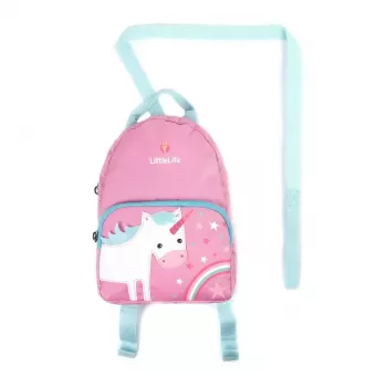 LittleLife vaikiška kuprinė Toddler Backpack Face Unicorn 2L su atsegamu saugos pavadėliu