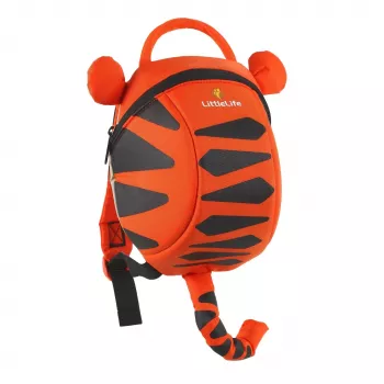LittleLife vaikiška kuprinė Tiger - 2L, reguliuojami petnešų diržai, saugos pavadėlis, poliesteris