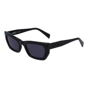 LIU JO LJ790S5221001 Moteriški drugelio formos akiniai nuo saulės juodi pilkai gradientiniai 52mm