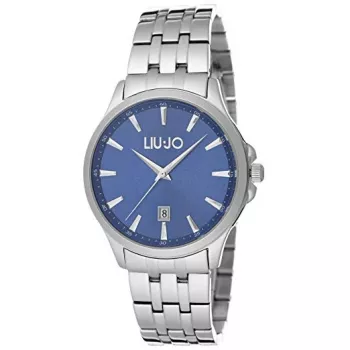 LIU JO MAN TLJ1081 Kvarcinis analoginis laikrodis 40 mm mėlynu ciferblatu ir sidabrine tinklelio apyranke