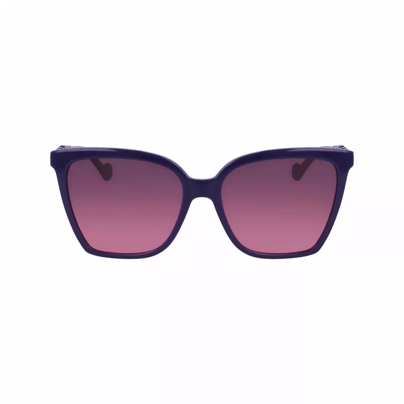 LIU JO moteriški katės akies formos akiniai nuo saulės LJ773S-500 - juodas acetatinis rėmelis su pilkais gradientiniais stiklais - 57 mm