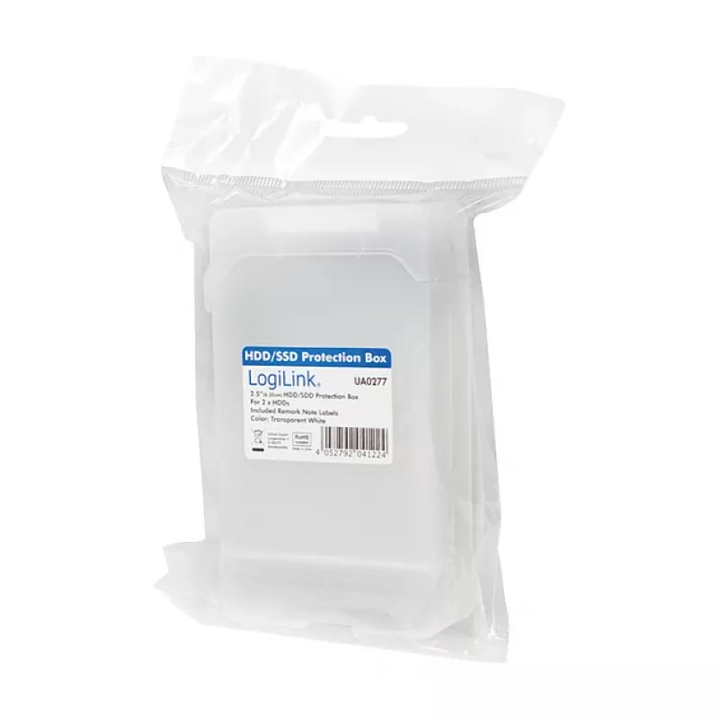 LogiLink 2.5 inch HDD Protection Box 2 HDD/SSD, balta
