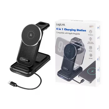 Logilink 4-in-1 belaidis stalo įkroviklis, 15W Qi įkrovimo stotelė (PA0292)