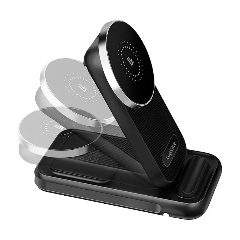 Logilink 4-in-1 belaidis stalo įkroviklis, 15W Qi įkrovimo stotelė (PA0292)