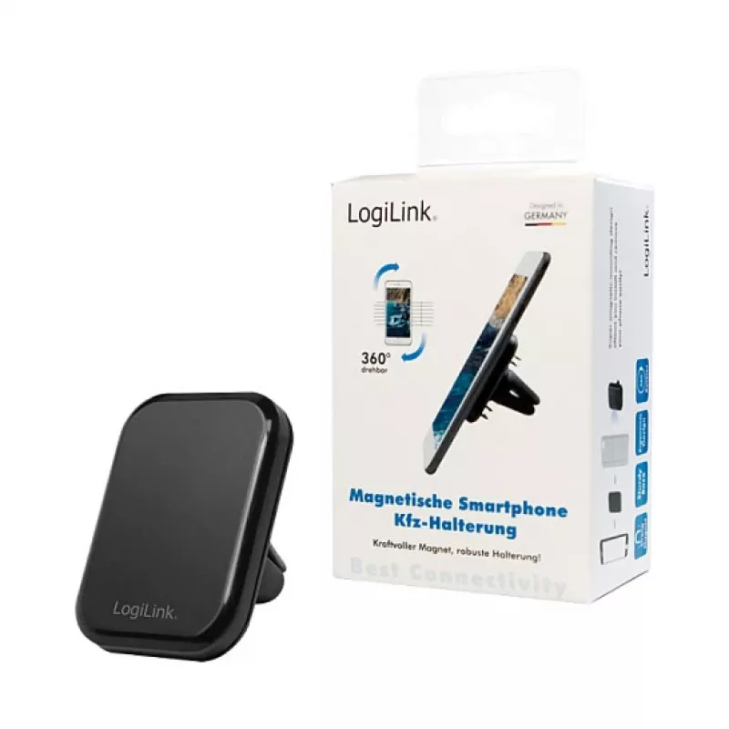 LogiLink AA0114 Magnetinis laikiklis automobiliui ant ventiliacijos grotelių, 360° sukimas, universalus, juodas