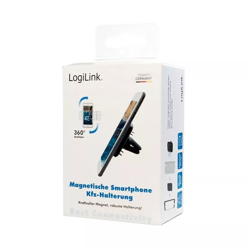 LogiLink AA0114 Magnetinis laikiklis automobiliui ant ventiliacijos grotelių, 360° sukimas, universalus, juodas