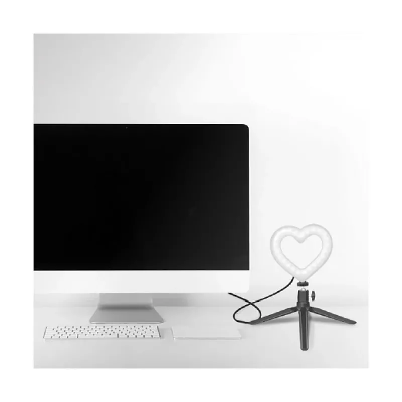 LOGILINK AA0155 LED žiedo apšvietimas su širdelės forma ir trikojis, 20,5 cm, 10 ryškumo lygių, 3000K-6000K, USB-A