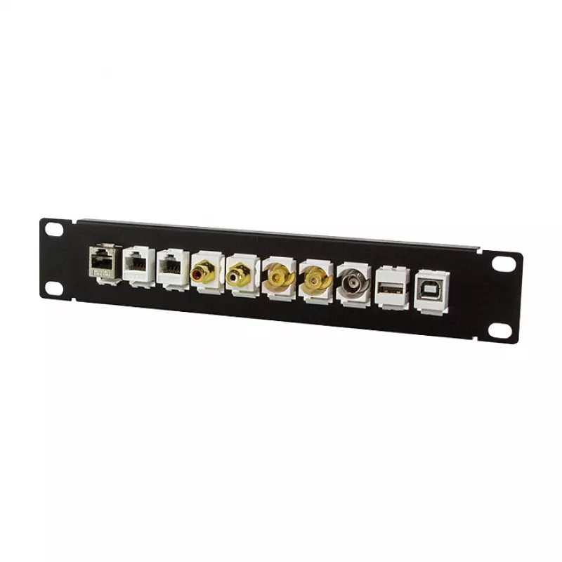 LogiLink ACT108 10 prievadų Keystone skydelis, 10 colių stovas, 1U, juodas