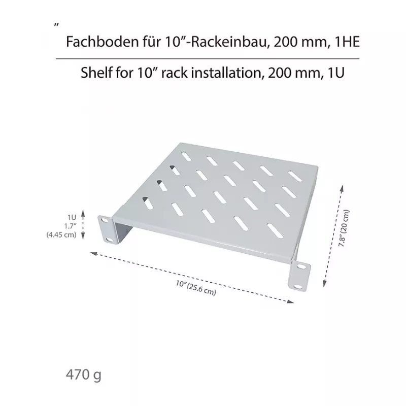Logilink ACT111 Konsolinė lentyna 200 mm 1U pilka