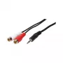 LogiLink garso adapterio laidas, 3,5 mm 3 kontaktų kištukas į 2x RCA lizdus, juodas, 0,2 m
