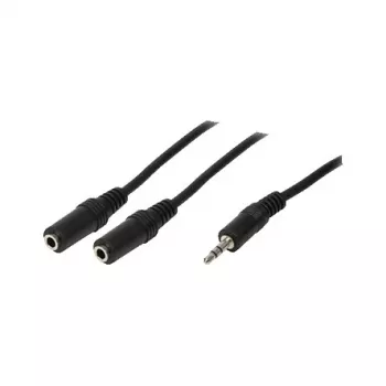 LogiLink garo skirstytuvas, 3,5 mm stereo kištukas į 2x 3,5 mm stereo lizdus, juodas, 0,2 m