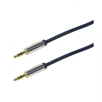 LogiLink CA10030 Premium 3.5mm TRS vyras į vyrą garso laidas, metalinės jungtys, mėlynas, 0,3 m