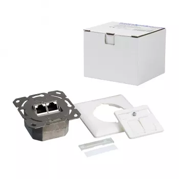 Logilink Cat.6 sieninis lizdas 2xRJ45 STP, horizontalus, signalinė balta