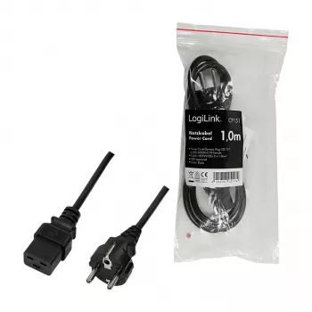 Logilink CP151 maitinimo laidas, CEE 7/7 – IEC C19, juodas, 1 m