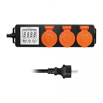 LogiLink energijos sąnaudų matuoklis su 3 lauko rozetėmis, IP44, Schuko, 3680 W