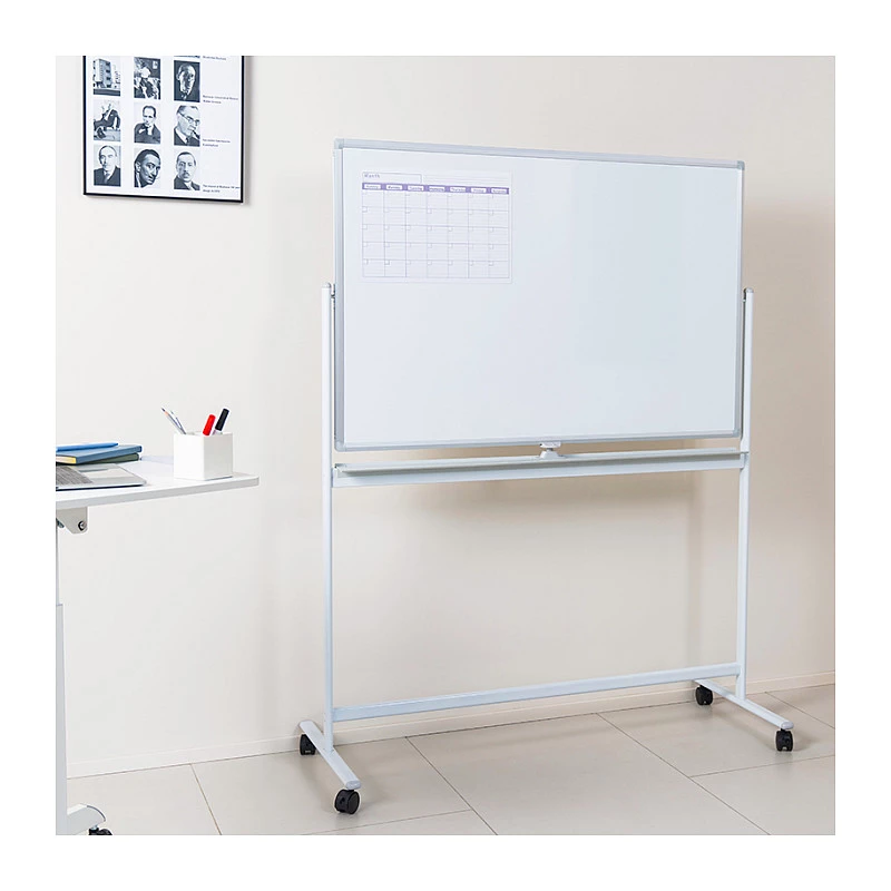 LogiLink EO0064 Mobilus dvipusis rašymo lentos stovas, magnetinis plienas, aliuminio rėmas, 120x80 cm, baltas/sidabrinis