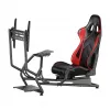 LOGILINK EO0065 Racing Simulator Cockpit su monitoriaus laikikliu, plieniniu rėmu, PVC odos sėdyne, iki 32 colių monitoriui, juodos spalvos